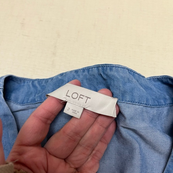 Loft size 2 chambray 100% lyocell flutter sleeve wrap dress - Picture 7 of 15